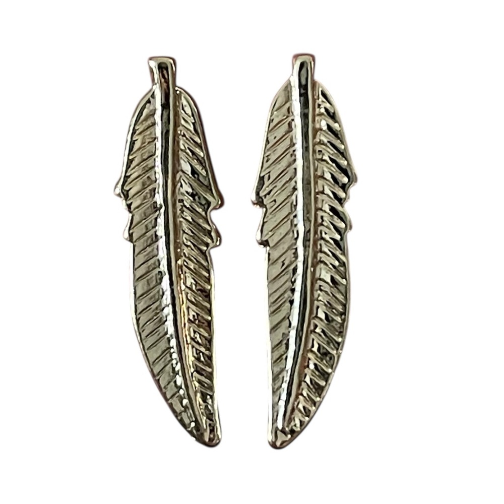 Pretty Gold Plated Boho Feather Stud Earrings